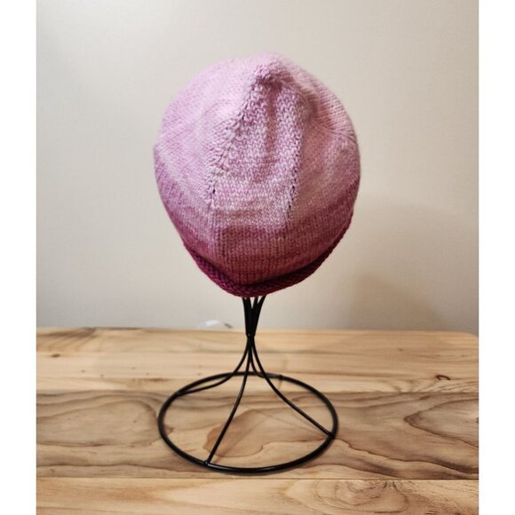 HANDMADE Roll Knit Pink Gradient Beanie Toboggan Hat Cap Unisex Women's Kid's - Picture 6 of 10
